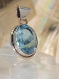 Blue Topaz Pendant in Sterling Silver